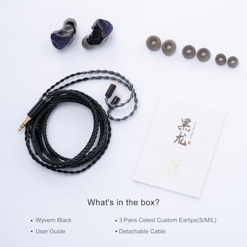 Discover the QOA Celest Wyvern Black Hi-Fi Wired In-Ear Monitors – Engineered with a Cutting-Edge Dynamic Driver for Deep Bass and Crystal Clear High Frequencies | Unique Artisan Hand-Painted Faceplate for Distinctive Personal Style | Durable Detachable 0.78 2-Pin Cable for Enhanced Longevity and Customization | Ergonomically Designed for Ultimate Comfort, Ideal for Gamers, Musicians, and Audiophiles | Versatile 3.5 mm Connector Ensures Compatibility Across All Devices. Experience Exceptional Sound Quality and Unique Aesthetic Appeal in One Premium Package.