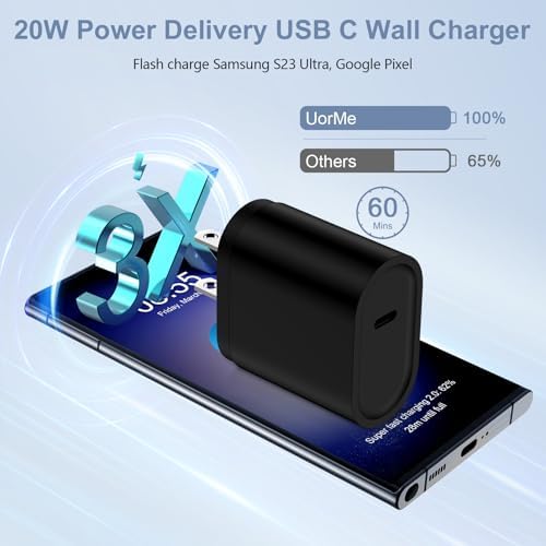 20 W USB-C Fast Charging Block: High-Efficiency Power Adapter for Google Pixel 9 Pro, i Phone 16 Pro Max & Samsung Galaxy Devices – Compact Design, Optimal Compatibility, and Advanced Safety Features for On-the-Go Charging Solutions