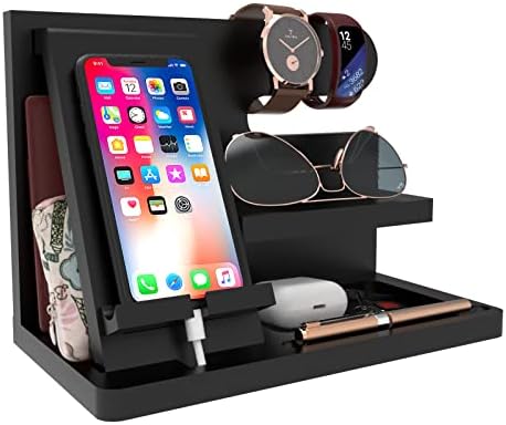 Birthday Gifts for Men – Husband & Dad Nightstand & Desk Organizer – Wood Phone Docking Station – Enhanced Compatibility and Speed