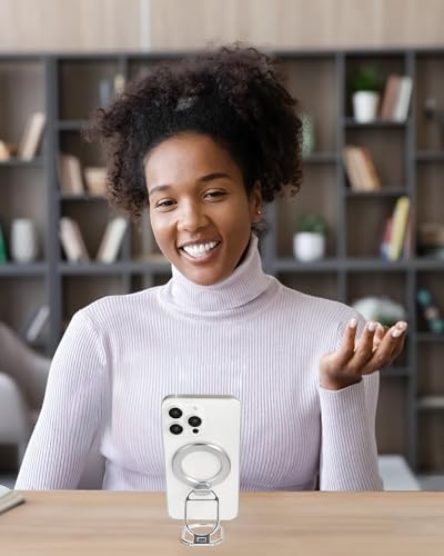 Revolutionary MINDSKY Mag-Safe Phone Grip & Stand for i Phone 12/13/14/15 Series – 360° Dual-Arm Adjustable Kickstand with Superior Magnetic Support – Lightweight, Durable Design for Enhanced Drop Protection – Effortless Hands-Free Use & Easy Wireless Charging Compatibility