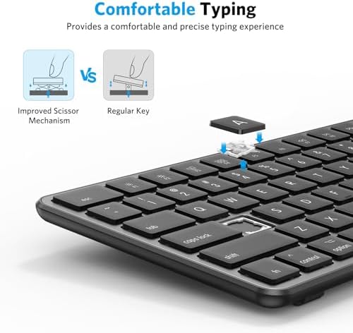 OMOTON Bluetooth Wireless Keyboard for Mac – Ergonomic Design with Numeric Keypad, Rechargeable Battery, Sleek Black & Grey Finish – Enhanced Compatibility for Mac Book Pro, Air, i Mac, Mac mini, and PC Users – Experience Unmatched Typing Speed and Comfort