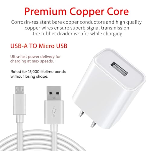 10 ft Micro USB Cable – 2 Pack for PS4 Controllers & Security Cameras – Enhanced Fast Charging & Rapid Data Transfer, Durable & Flexible Design for Uninterrupted Gaming and Reliable Surveillance, Universal Compatibility with Wyze, YI Cam, Simpli Safe, Blink Mini, Ring Indoor Camera
