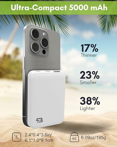 Ultra-Compact 5000 m Ah 18 W PD Fast Charging Power Bank – Versatile Mini Portable Charger with Dual USB-C and Lightning Inputs for i Phone 15/14, Samsung Galaxy & More – Seamless Multi-Device Charging Solution for On-the-Go Power Needs