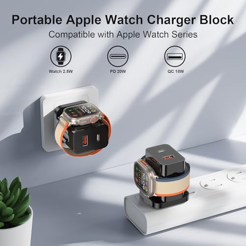 Ultimate 20 W Magnetic Wireless Charger for Apple Watch & i Phone – 3-in-1 Fast Charging Block with Dual USB-C Ports for Seamless Travel Power Solutions – Fully Compatible with All Apple Watch Models and i Phone Devices