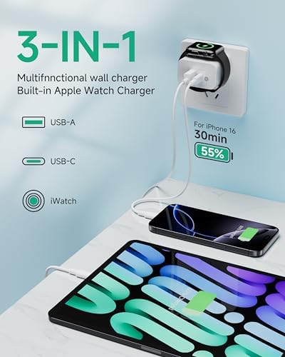 Transform Your Charging Experience with the Premium 3-in-1 Magnetic Wireless Charger for All Apple Devices – Efficient PD 23 W Fast Charging Hub for i Phone 16/15 Pro Max, i Pad Pro/Air, and Apple Watch Series Ultra/SE/9/8/7/6 – Compact, Lightweight Design Perfect for Travel and Everyday Use