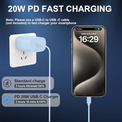 Experience Rapid Power Revitalization with the 20 W USB-C Fast Charger for i Phone 15 Pro Max – Complete with 6.6 FT Robust Cable for Ultimate Flexibility and Compatibility with i Pad Pro – Your Ideal On-the-Go Charging Solution with Enhanced Safety Features and Efficient Energy Delivery.