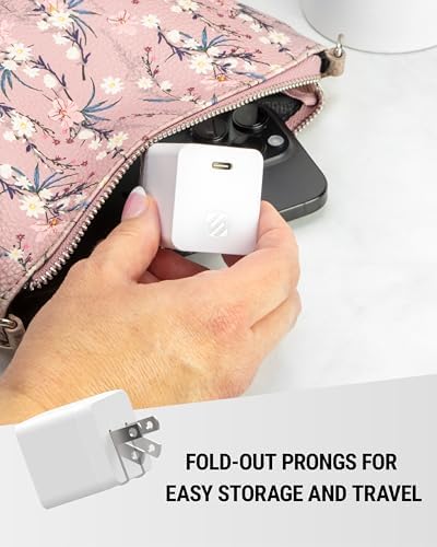 Scosche HPDC20-SP 20 W USB-C Fast Charger Mini Cube Wall Adapter – Ultra-Portable Power Delivery 3.0 for Swift Device Charging, 4 X Faster Charge Speed, Sleek Black Design for Enhanced Compatibility and Efficiency