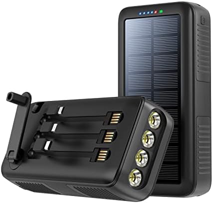 Ultimate 63200 m Ah Solar Power Bank with Hand Crank & 4 LED Flashlights – Fast Charging Emergency Battery Pack for Hiking, Camping, and Survival – Unmatched Durability and Safety Features for All Outdoor Adventures – Dual Input & Output Compatibility, Water & Drop Resistant Design for Extreme Conditions