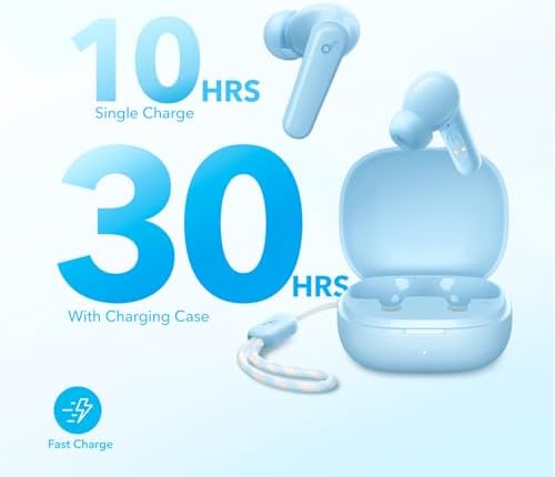 Anker Soundcore P20 i True Wireless Earbuds – Immersive 10 mm Bass Drivers, Bluetooth 5.3 for Effortless Pairing, 30-Hour Playtime for All-Day Listening, IPX5 Water-Resistant for Active Users, AI Dual Microphones for Superior Call Clarity, 22 Customizable EQ Levels for Tailored Sound (Blue) – Ideal for Fitness Lovers and Daily Commuters