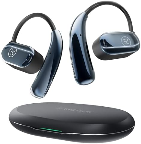 Kinglucky Open Ear Bluetooth Earbuds – Lightweight, IPX5 Waterproof Wireless Headphones with Noise-Cancelling Mic for Superior Call Clarity, Perfect for Running, Cycling, and Active Lifestyles