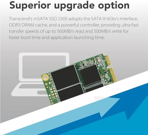 Transcend 256 GB m SATA SSD – Ultra-Fast Internal Solid State Drive with 530 MB/s Read Speed for Seamless Performance in Ultrabooks, Desktops, and Tablets – Advanced 3 D TLC NAND with DRAM Cache and LDPC Error Correction for Maximum Reliability and Efficiency