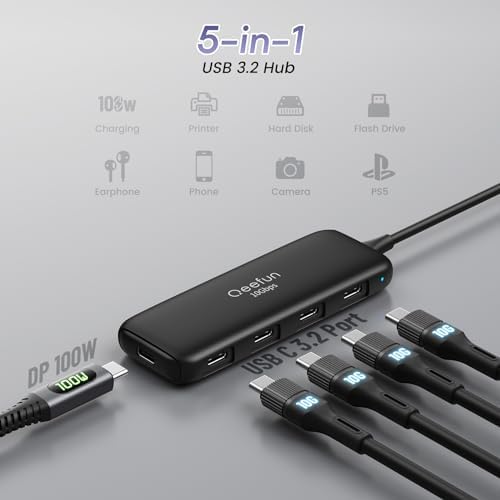 Revolutionize Your Connectivity with the Qeefun 4-Port USB 3.0 Hub – High-Speed 5 Gbps Data Transfer, Individual LED Power Switches, and 2 ft Extension Cable for Ultimate Flexibility – Perfect USB Splitter for Laptops, PCs, i Macs, and More! Enhance Your Workspace Efficiency and Control Multiple Devices Effortlessly!