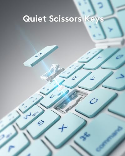 Samsers Portable Foldable Bluetooth Keyboard – Ultra Slim Wireless Keyboard with Stand for i OS, Android & Windows Devices – Rechargeable Multi-Device Travel Keyboard for Effortless Typing on the Go – Sleek Black Design