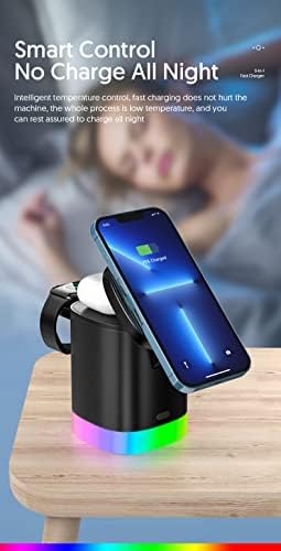 MQOUNY 3-in-1 Magnetic Wireless Charging Station for Apple Devices – Fast Mag-Safe Charger Stand for i Phone 14/13/12/11, Samsung, Apple Watch, and Air Pods with QC3.0 Adapter – Superior Compatibility and Stylish Design for Effortless Charging