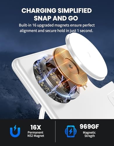 Revolutionary MGG 3-in-1 Magnetic Wireless Charging Station for Apple Devices – Effortlessly Charge i Phone 15, 14, 13, 12 Pro Max Plus, Apple Watch Series 9-4, and Air Pods Pro 2/3 with Enhanced Speed and Portability – Sleek Foldable Design for Travel and Home Use – Eliminate Cable Clutter and Enjoy Quick, Efficient Charging!