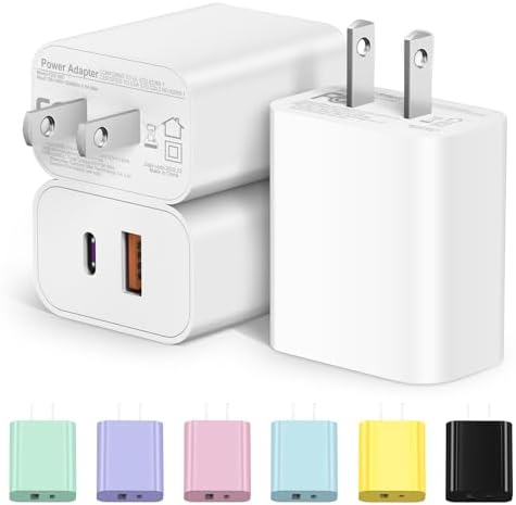 Triple Pack USB C Fast Charging Block – Dual Port PD Power Adapter for i Phone 16 Series, i Pad, Google Pixel, and Samsung Galaxy – Enhanced Efficiency and Versatile Compatibility for Home and Travel Charging Solutions