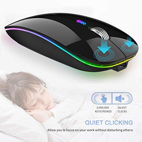 TENMOS Sleek LED Bluetooth Mouse – Ultra-Quiet Rechargeable Wireless Mouse with Type C Adapter for Laptops, Mac Books & i Pads – Bluetooth 5.1 & 2.4 GHz Universal Compatibility in Vibrant Blue – Perfect for Home, Office, and On-the-Go Productivity