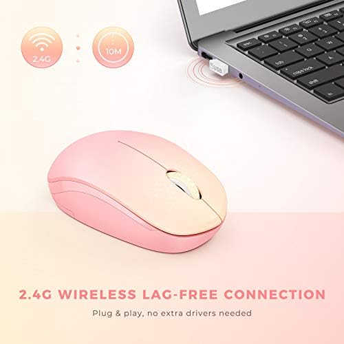 Light Blue Wireless Mouse – Ultra-Quiet 2.4 GHz Noiseless Computer Mouse with USB Receiver for Seamless Windows Experience – Portable, Ergonomic Design for Home, Office, or Travel