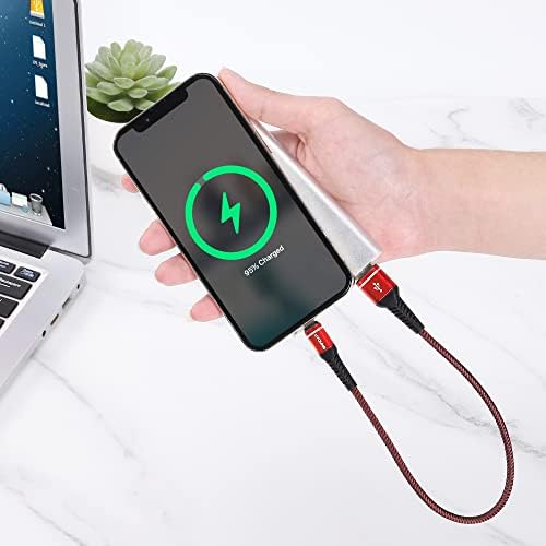 Heavy-Duty UYOUNG i Phone Charger Cable 3 Pack – 6 FT MFi Certified Nylon Braided USB to Lightning Fast Charging Cords for i Phone 14/13/12/11/SE/X/XS/XR/8/7/6/6 S & i Pad – Durable, Tangle-Free Charging Solution in Vibrant Red for Ultimate Convenience and Performance