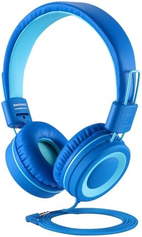 Noot Products K11 Kids Headphones – Ergonomic Foldable Wired On-Ear Audio Solution with 5 ft Tangle-Free Cord and 3.5 mm Jack for i Pads, Kindle, Fire Tablets, and Laptops – Ultimate Comfort and Stylish Design for School, Travel, and Gaming – Safe Listening Experience for Young Audiophiles
