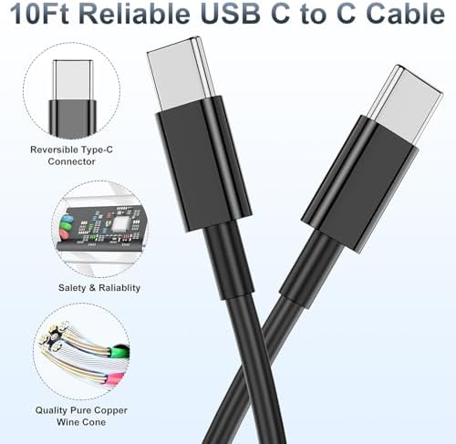 Super Fast 45 W USB-C Charger Cable Set – 2 Pack (6 ft & 10 ft) for Samsung Galaxy S25 Ultra, S24, S23, S22, Note 20 & More – Premium Durability, Versatile Lengths for Rapid Charging at Home or On-the-Go – Elevate Your Power Delivery Experience with Enhanced Compatibility and Long-Lasting Quality