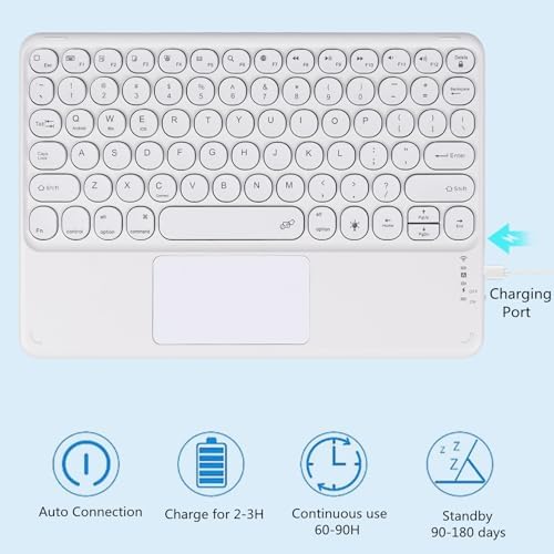 Compact Bluetooth Keyboard for On-the-Go Typing | Rechargeable 10-Inch Wireless Keyboard for Android, i OS & Windows Devices | Sleek, Lightweight Design for Effortless Portability | Perfect for Tablets & Smartphones | Enhance Your Mobile Productivity with Quiet Typing Experience