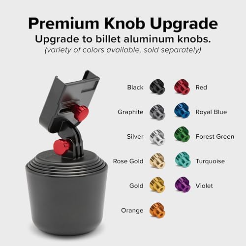 Universal Adjustable Car Cup Holder Phone Mount – Weather Tech Cup Fone for i Phone & Android – Secure Grip with Open Charging Access – Hands-Free Convenience – Durable Black Design for Every Vehicle