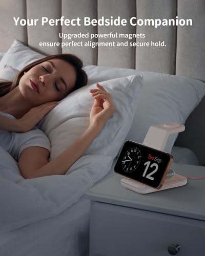 Magnetic Wireless Charging Station for i Phone 15/14/13/12 Pro Max & Apple Devices – Joy Geek 3-in-1 Fast Charger Pad for i Phone, Apple Watch Ultra 9-2, and Air Pods – Compact Design with Enhanced Compatibility and Secure Magnetic Alignment