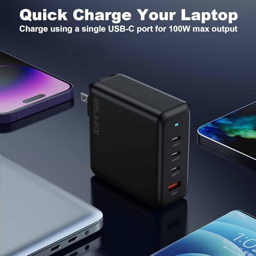 100 W USB-C Fast Charger Block – Compact Multi-Port Ga N Wall Adapter with Foldable Design for Rapid Charging of i Phone, i Pad, Apple Watch & More – Ultimate Portability & Efficiency for Home and Travel