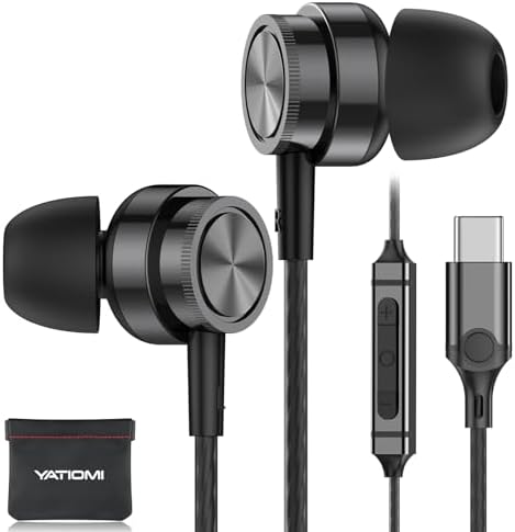 USB C Wired Earbuds with Advanced Noise-Cancellation for Ultimate Audio Clarity – Premium Sound Experience Compatible with Samsung Galaxy S25, i Phone 16, and Pixel 9 – Ergonomic In-Ear Design Featuring Magnetic Hold, Integrated Microphone, and Convenient Volume Control – Perfect for Music Enthusiasts and Professionals on the Go