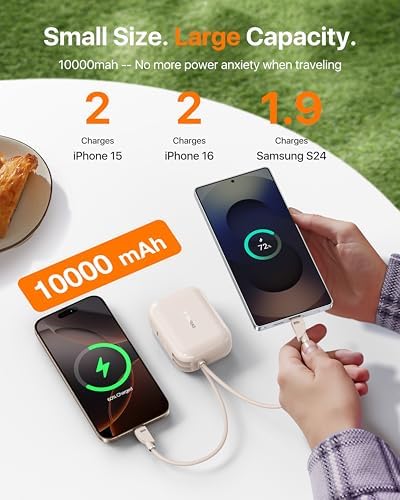 TORRAS 10000 m Ah Portable Power Bank – Ultra Compact 45 W Fast Charging with Dual USB-C Cables – Essential Travel Charger for i Phone 16/15 Pro Max & Samsung S25/S24 – Stay Connected Anywhere with Enhanced Compatibility