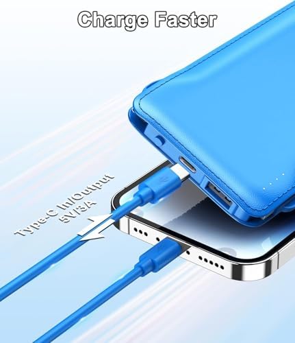 Ultra-Slim 10,000 m Ah TG90° Portable Power Bank with Built-in Lightning and USB-C Cables – Fast Charging, Lightweight Battery Backup for i Phone and Android Devices – Essential On-the-Go Charger for Busy Lifestyles