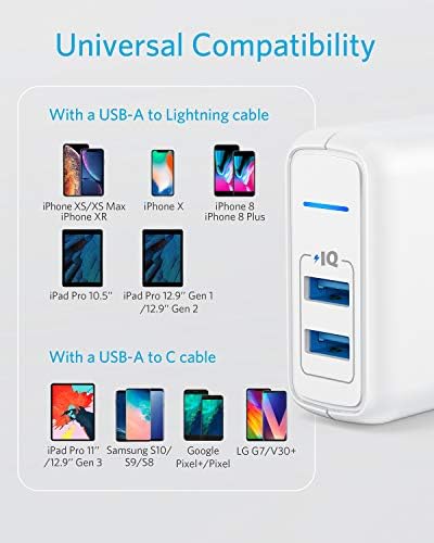 Anker Elite 24 W Dual Port USB Wall Charger – Fast Charging Adapter with Power IQ Technology, Foldable Plug for i Phone 15/14/13/12/11, i Pad Pro/Air, Samsung Galaxy & More – Compact Travel Solution for Efficient Device Charging