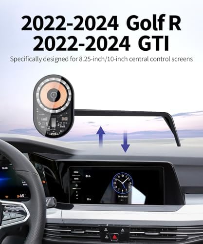 Enhance Your Driving Experience with the Advanced Wireless Charging Car Phone Holder for 2022-2024 Volkswagen Golf GTI & Golf R – 360° Adjustable Mount with Mag Safe Compatibility for Optimal Smartphone Integration, Perfectly Designed for 8/10 Inch Displays