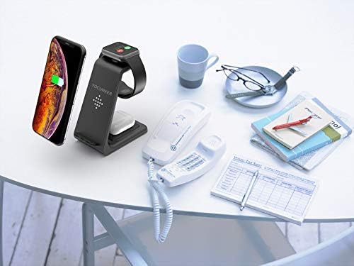Ultimate 3-in-1 Wireless Charging Station for Apple Devices – Qi-Certified Fast Charger for i Phone 14/13/12/11/X Series, Apple Watch 7/SE/6/5/4/3/2, and Air Pods Pro – Sleek, Space-Saving Design with Adapter for Optimal Performance and Enhanced Charging Efficiency