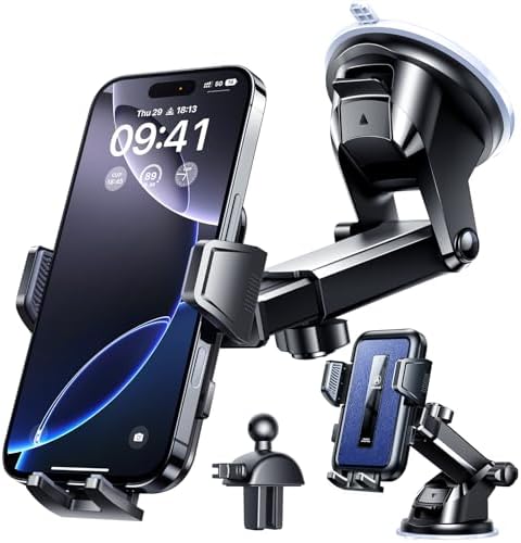 VANMASS 2025 Premium Car Phone Holder – Unmatched 85+ LBS Suction Power for Secure Hands-Free Navigation | Universal Compatibility with i Phone 16 Pro Max, 15, 14, 13 & Android Devices | Versatile Windshield, Dashboard & Air Vent Mount for Maximum Convenience | Durable Design Ensures Safe Driving Experience