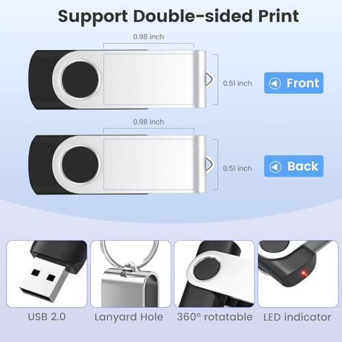 ABLAZE 20-Pack Portable 2 GB USB Flash Drives with Lanyards – Reliable USB 2.0 Thumb Drives for Effortless Data Storage and Transfer – Ideal for Students, Professionals, and Promotional Use – Compact Swivel Design for Enhanced Portability and Compatibility