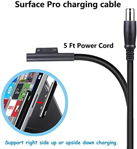 Rapid Charge 36 W Car Charger for Microsoft Surface Pro & Laptop – Dual Charging with USB 2.0 Port, 5 Ft Cord & Travel Pouch – Perfect for Surface Pro 3/4/5/6, Surface Book, and Surface Go Models – Enhanced Compatibility for On-the-Go Professionals