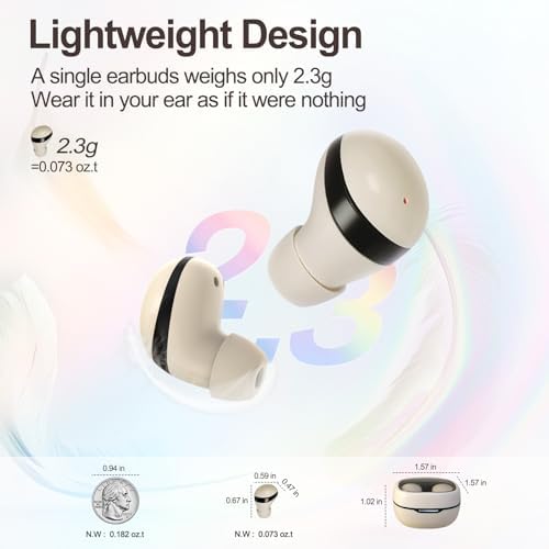 Ultra-Comfort Invisible Bluetooth Sleep Earbuds for Side Sleepers | Mini Wireless Headphones with Waterproof Design | Perfect for Clear Calls, Sports, and Ultimate Relaxation | Lightweight White Earphones for Work and On-the-Go Productivity
