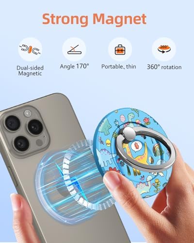 Magnetic Phone Grip Holder for i Phone – Adjustable Mag Safe-Compatible Finger Ring Stand with Fun Designs for Secure Selfies and Video Calls – Lightweight, Durable, and Removable Accessory to Elevate Your Smartphone Experience
