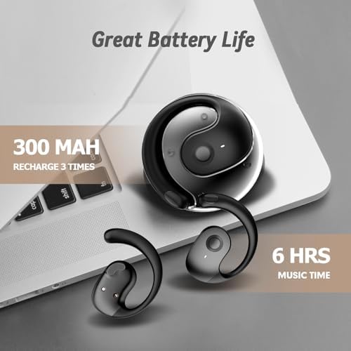 Transform Your Soundscape with Innovative Open Ear Wireless Bone Conduction Earbuds – Sweatproof Bluetooth Headphones for Active Lifestyles – Stay Engaged and Safe in Stylish Black Finish