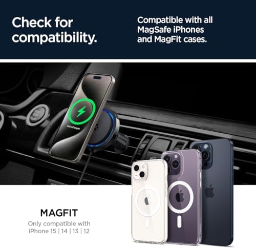 Revolutionize Your Drive with Spigen One Tap Pro 3 Cryomax: Fast Wireless Mag Safe Car Charger with Noiseless Cooling for i Phone 16, 15, 14, 13, & 12 Series – Ultimate Compatibility & Quick Charge Efficiency for On-the-Go Power