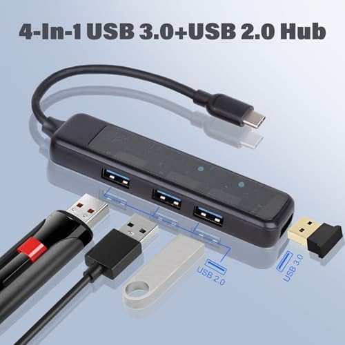 Transform Your Digital Workspace with the 4-in-1 USB C Hub – High-Speed 5 Gbps Multiport Adapter for Effortless Connectivity with PC, Laptop, i Mac, Surface & Mac Book Pro – Compact USB 3.0 Hub for Travel-Ready Professionals – Elevate Your Productivity & Streamline Data Transfer Today!