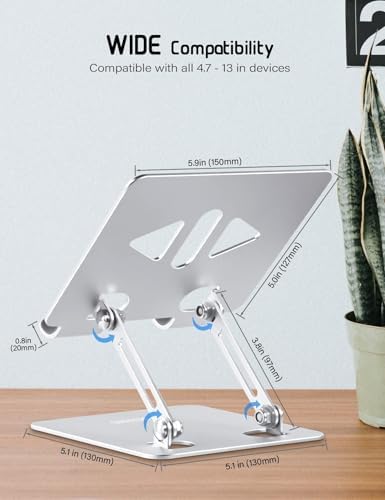 Versatile Adjustable Aluminum Tablet Stand Holder – Foldable and Lightweight Desktop Mount for i Pad Pro 12.9, i Pad Air, Mini, Samsung Galaxy Tabs, and Kindle Fire (4-12 inch) – Enhanced Stability and Comfort for Optimal Viewing Experience in Purple
