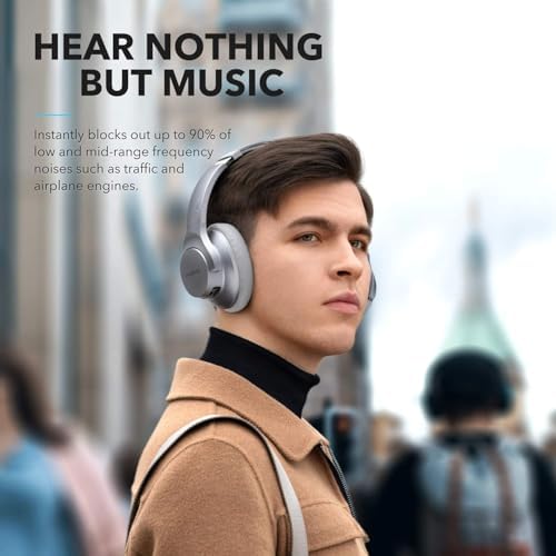 Anker Soundcore Life Q20 Wireless Over-Ear Headphones – Superior Hybrid Active Noise Cancellation, 70-Hour Battery Life, Premium Hi-Res Audio with Enhanced Deep Bass, Luxurious Comfort with Memory Foam Ear Cushions, Perfect for Travel and Office Environments, Quick USB-C Charging for Nonstop Audio Enjoyment