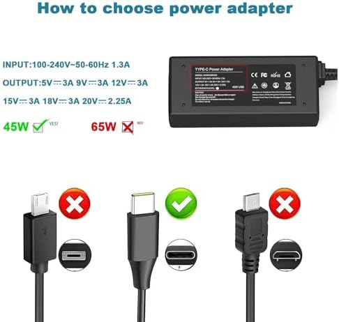 Universal 45 W USB-C Charger for Chromebooks – High-Speed Power Adapter Compatible with HP, Lenovo, Acer, Samsung, Google, Dell, Asus Laptops & More – Enhanced Compatibility for Seamless Charging Experience – Ideal Replacement for Original Chargers with Power Delivery Function – Reliable 100-240 V Input, Compact Design with 1-Year Warranty – Perfect for On-the-Go Professionals and Students Seeking Efficient Power Solutions