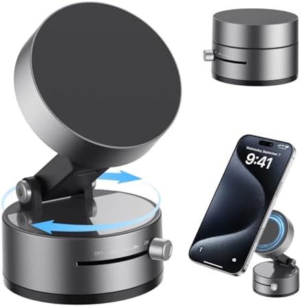 Revolutionary 15 W Magnetic Wireless Car Charger Mount – Adjustable Fast Charging Holder for i Phone 12-16 | Sleek, Foldable Design for Optimal Viewing | Ideal Gift for Tech-Savvy Drivers | Enhanced Mag Safe Compatibility & Travel-Friendly Convenience
