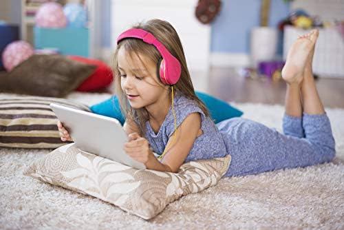 Vibrant Pink Over-Ear Headphones for Kids – Comfortable and Durable Wired Earphones with Safe Volume Control – Tangle-Free Design Ideal for Music, Movies, and Travel Adventures – Perfect Audio Companion for Young Listeners