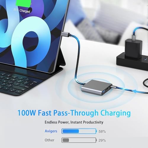 Elevate Your Setup with the Avigers USB C to Dual HDMI Adapter – 4 in 1 Multi-Display Hub for Seamless 4 K Productivity and Gaming, Features 2 HDMI Outputs, PD Charging Port, and USB 3.0 for Lightning-Fast Data Transfer – Lightweight, Portable Design for On-the-Go Professionals and Gamers
