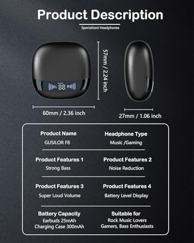 Premium True Wireless Earbuds with Advanced Noise Cancellation and Rich Deep Bass – Unmatched Audio Performance for i Phone & Android Users, Featuring Hands-Free Microphone and Intelligent Battery Monitoring for Ultimate On-the-Go Listening Experience